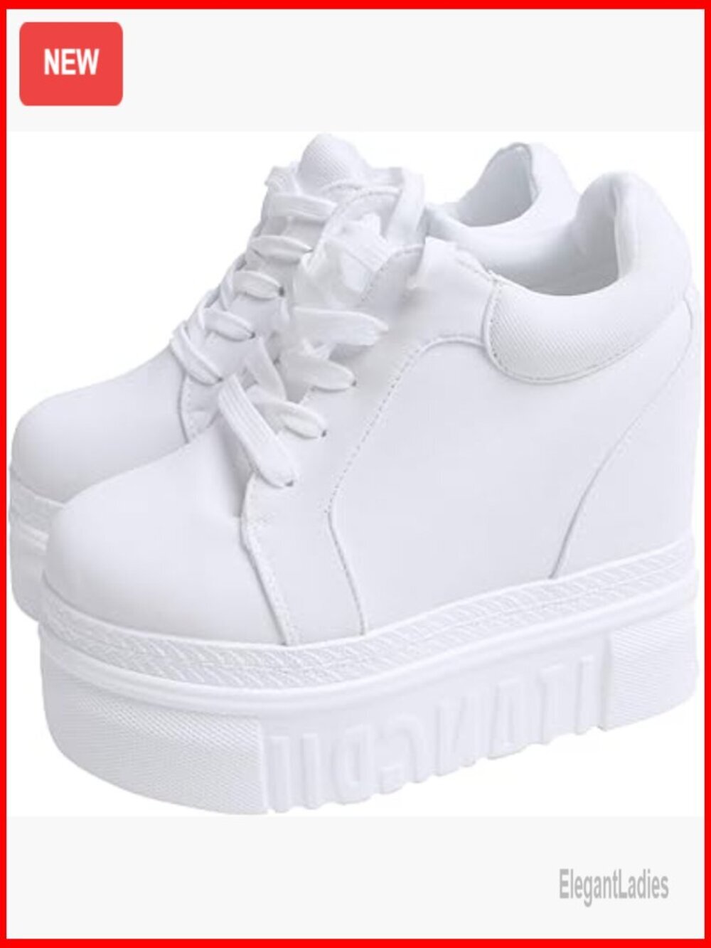 Women's Platform Sneakers with Hidden Wedge Heel, Lace-Up Canvas Shoes